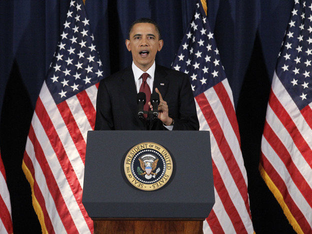 President Obama delivers his address on Libya at the National Defense University in Washington on March 28, 2011.