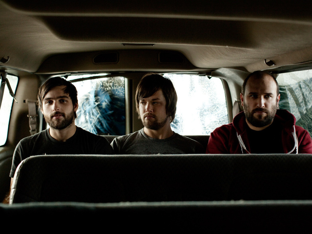 David Bazan (right), with bassist Andy Fitts (middle) and drummer Alex Westcoat (left).