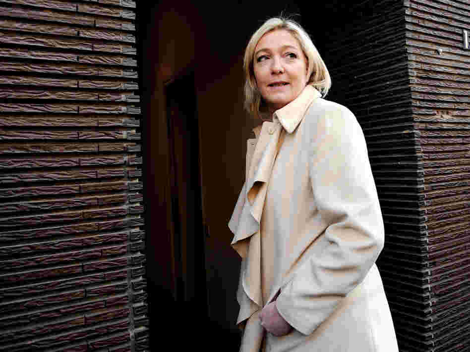 Head of the French Front National Party Marine Le Pen arrives at her party's office after casting a ballot in Henin-Beaumont, France, on March 27, during the second round of the local elections. Head of the French Front National Party Marine Le Pen arrives at her party's office after casting a ballot in Henin-Beaumont, France, on March 27, during the second round of the local elections.