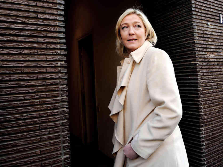Head of the French Front National Party Marine Le Pen arrives at her party's office after casting a ballot in Henin-Beaumont, France, on March 27, during the second round of the local elections. Head of the French Front National Party Marine Le Pen arrives at her party's office after casting a ballot in Henin-Beaumont, France, on March 27, during the second round of the local elections.