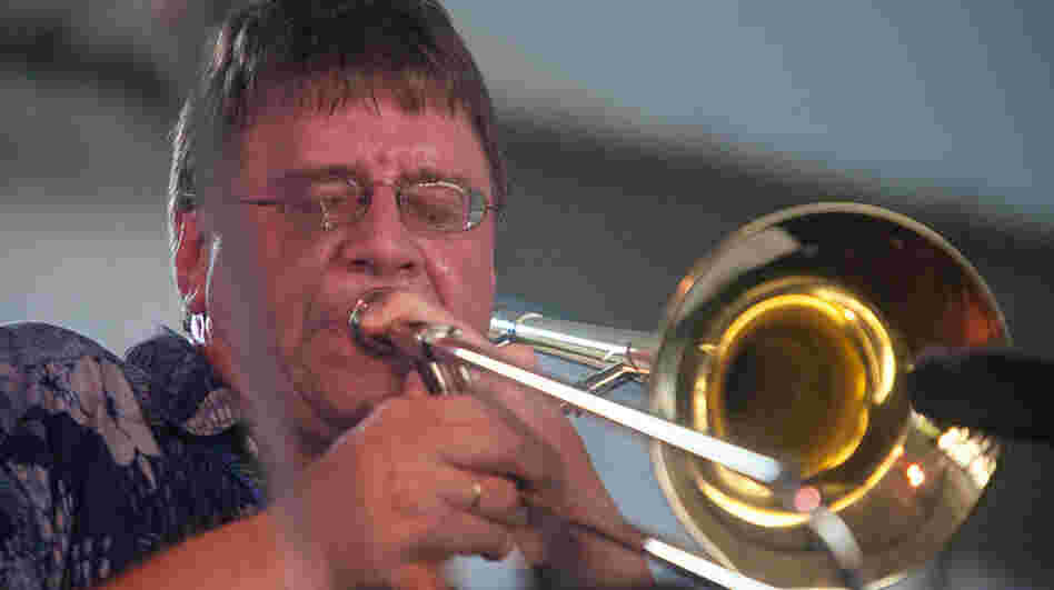 Conrad Herwig performs at the Harbor Stage during the Newport Jazz Festival.