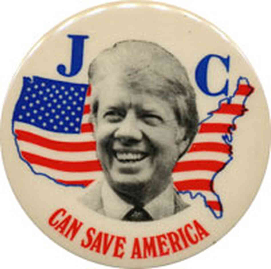 A campaign button for Jimmy Carter A campaign button for Jimmy Carter