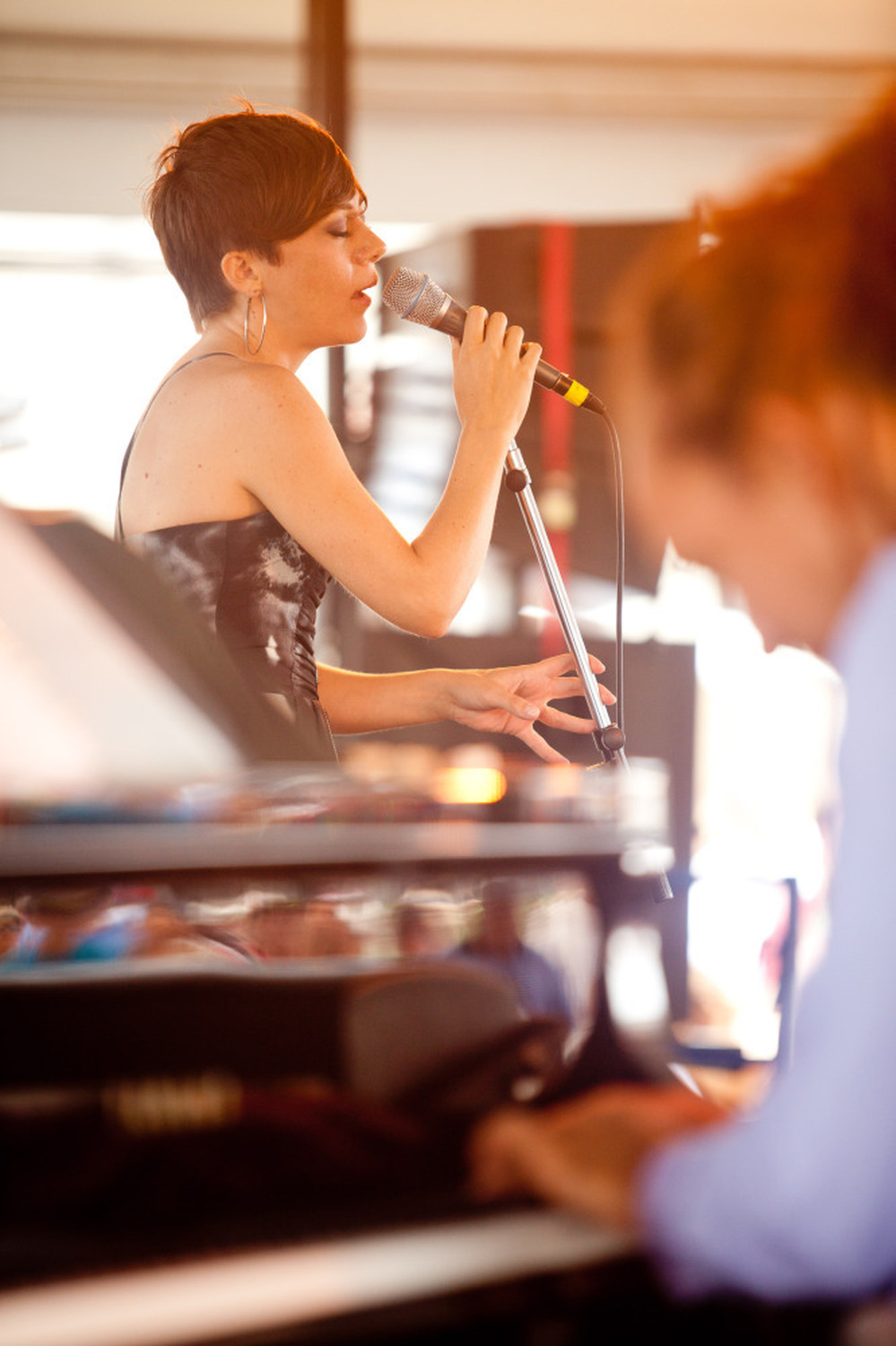 Gretchen Parlato performs at the Quad Stage during the Newport Jazz Festival.