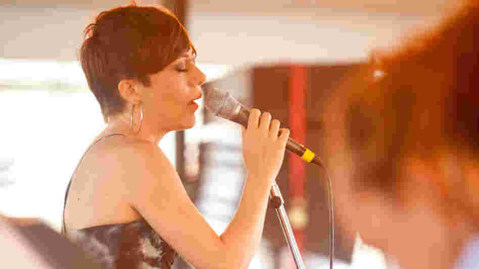 Gretchen Parlato performs at the Quad Stage during the Newport Jazz Festival.