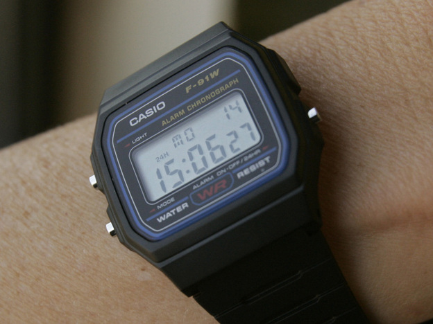 A Casio F-91W 1 casual sport watch. The U.S. government says this type of watch has been used in terrorist bombings.