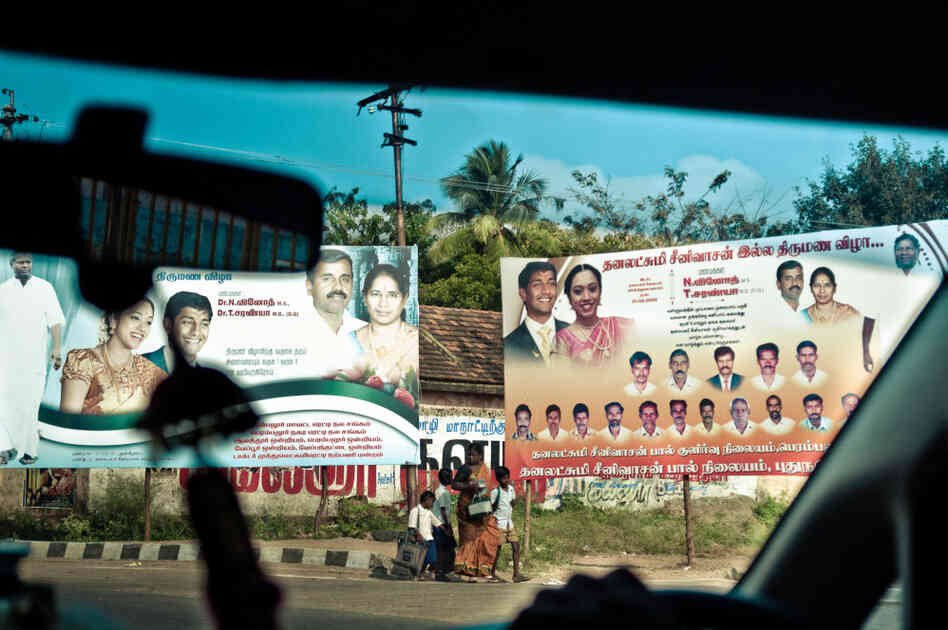 Billboards serve as wedding invitations in the town of Tamil Nadu. Billboards serve as wedding invitations in the town of Tamil Nadu.