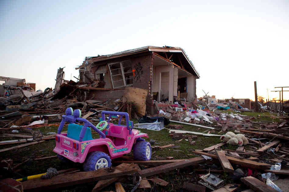 The sun sets on the devastated Rosedale community in Tuscaloosa, Ala., on Thursday. 