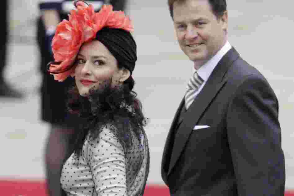 Britain's Deputy Prime Minister Nick Clegg and his wife, Miriam, arrive at Westminster Abbey on Friday. 