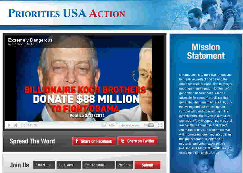 Screenshot of Priorities USA web page.