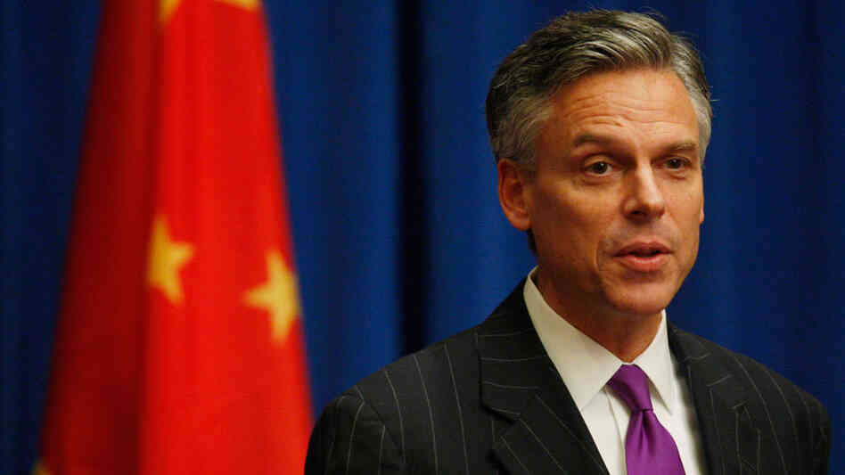 Jon Huntsman, the outgoing U.S. ambassador to China, briefs reporters in November 2009. If Huntsman joins the field of presidential candidates, he may have a difficult time explaining to Republican primary voters why he worked for a Democratic president. Jon Huntsman, the outgoing U.S. ambassador to China, briefs reporters in November 2009. If Huntsman joins the field of presidential candidates, he may have a difficult time explaining to Republican primary voters why he worked for a Democratic president.