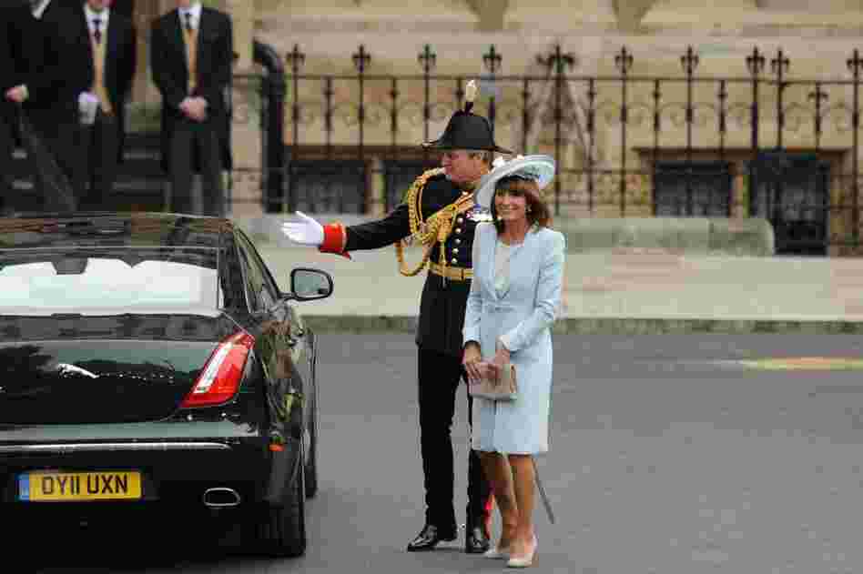 Carole Middleton, the mother of Kate Middleton, arrives at Westminster Abbey. 