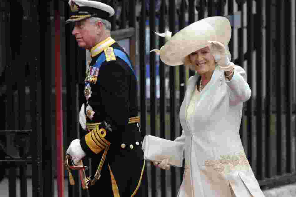 Britain's Prince Charles (left) and Camilla, the Duchess of Cornwall, arrive at Westminster Abbey. 