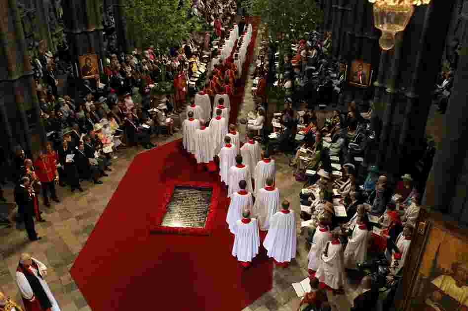 A general view shows Westminster Abbey before the wedding. 