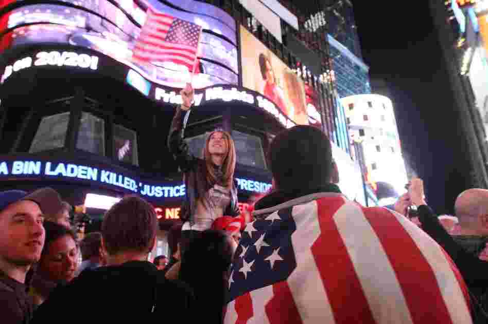Thousands poured into New York's Times Square when they heard the news. 