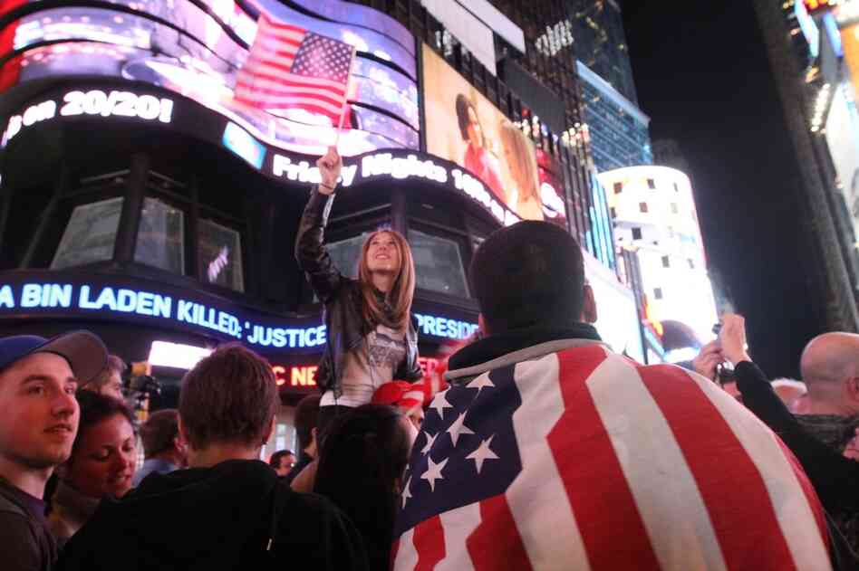 Thousands poured into New York's Times Square when they heard the news. 