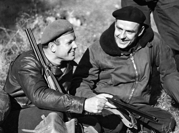 Gagarin (left)  and Komarov out hunting