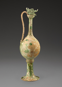 A ewer made of glazed stoneware and thought to have originated in China's Henan province between the years 825 and 850 was among the items found on the sunken ship in Indonesia.