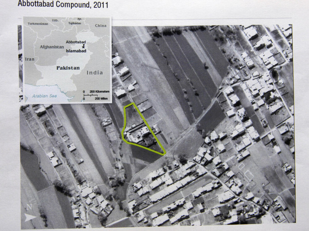 This aerial image provided by the CIA shows the Abbottabad compound in Pakistan where American forces killed Osama bin Laden.