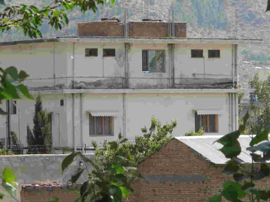 The bin Laden compound as viewed from a nearby path.