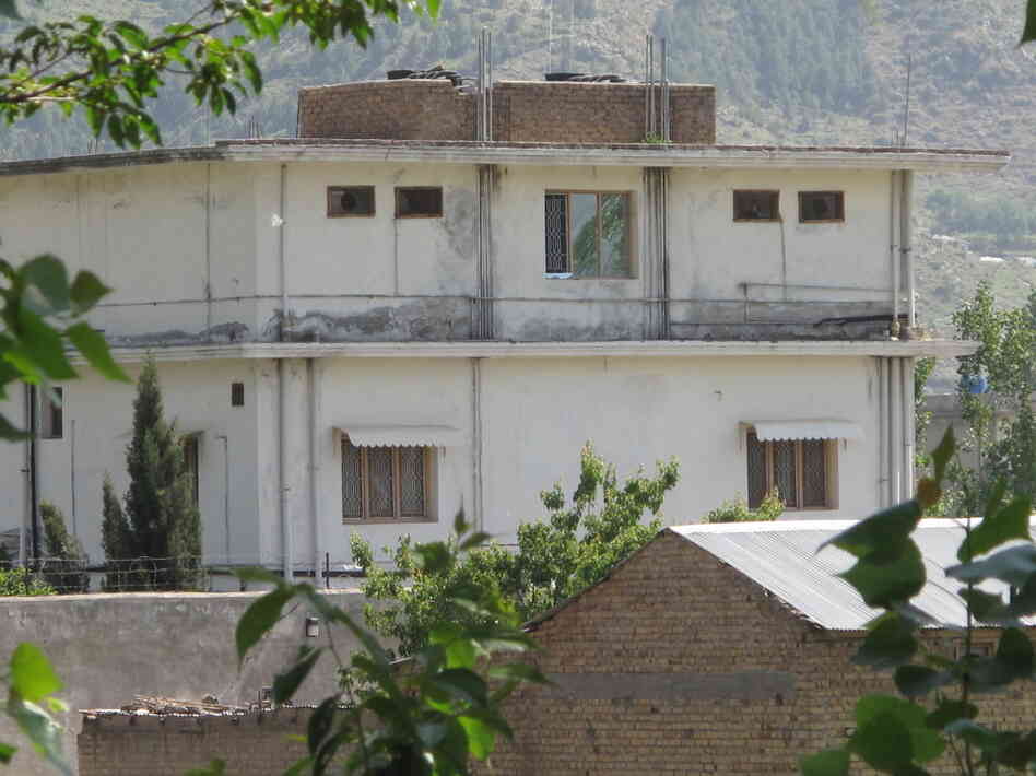 The bin Laden compound as viewed from a nearby path.