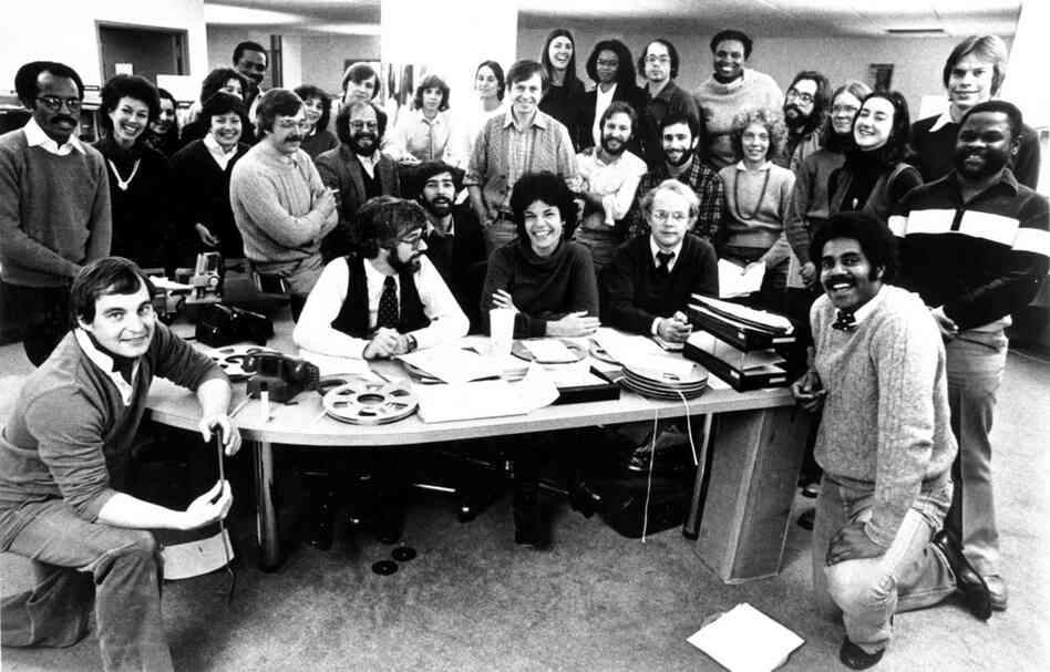 The staff of ATC celebrating the show's 10th anniversary in 1981.