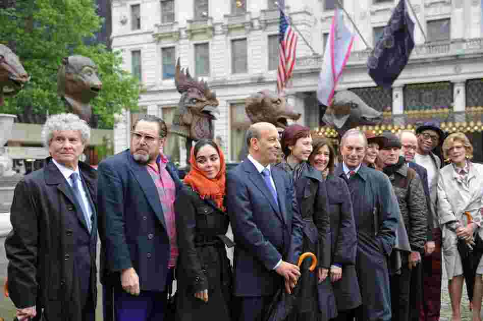 New York City Mayor Michael R. Bloomberg (sixth from right) and members of the city's arts and cultural community attended the installation opening. 