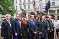 New York City Mayor Michael R. Bloomberg (sixth from right) and members of the city's arts and cultural community attended the installation opening.