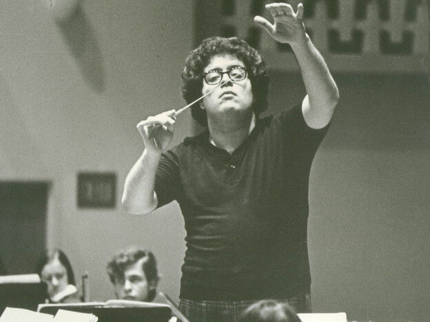 James Levine conducts during a rehearsal before his debut with the Metropolitan Opera on June 5, 1971.