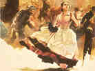 Scarlett O'Hara runs through the street in this image from a 1936 promotional poster for the book Gone With The Wind.