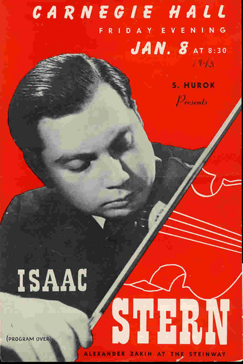 1943: A flyer advertising violinist Isaac Stern's first Carnegie Hall recital. Decades later, Stern was one of the driving forces in the campaign to save Carnegie Hall from demolition in 1960. Today, the main hall is named after him.