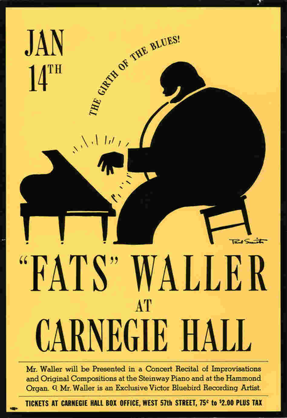 1942: Jazz found a home early on at Carnegie Hall; a three-time visitor was Fats Waller, who in this concert played both on a Steinway piano and on a Hammond organ. 
