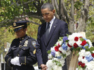 President Obama pauses after laying a wreath at the National Sept. 11 Memorial at Ground Zero in New York, Thursday, May 5, 2011. President Obama pauses after laying a wreath at the National Sept. 11 Memorial at Ground Zero in New York, Thursday, May 5, 2011.