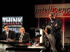 Moderator John Donvan addresses the four experts taking on the motion "Don't Give Us Your Tired, Your Poor, Your Huddled Masses" in an Oxford-style debate May 3 at New York University's Skirball Center for the Performing Arts. Seated are (from left) Kris Kobach, Tom Tancredo, Julian Castro and Tamar Jacoby. Moderator John Donvan addresses the four experts taking on the motion "Don't Give Us Your Tired, Your Poor, Your Huddled Masses" in an Oxford-style debate May 3 at New York University's Skirball Center for the Performing Arts. Seated are (from left) Kris Kobach, Tom Tancredo, Julian Castro and Tamar Jacoby.