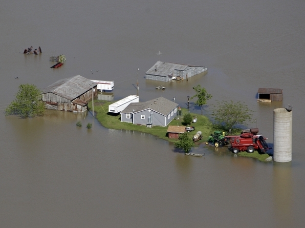 When the Army Corps of Engineers blasted part of a levee holding back the Mississippi River last week, floodwater poured over Missouri farmland and surrounded this farm near New Madrid, Mo.