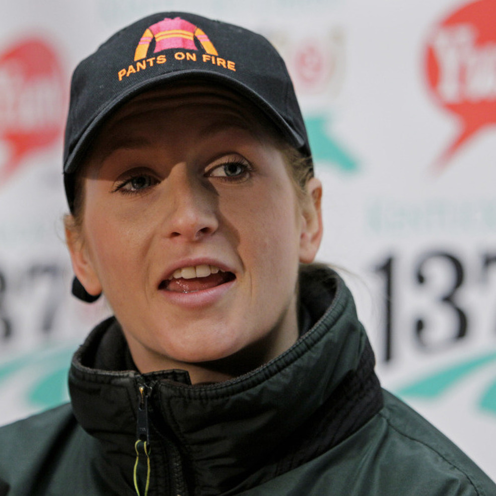 Kentucky Derby hopeful Pants On Fire jockey Rosie Napravnik.