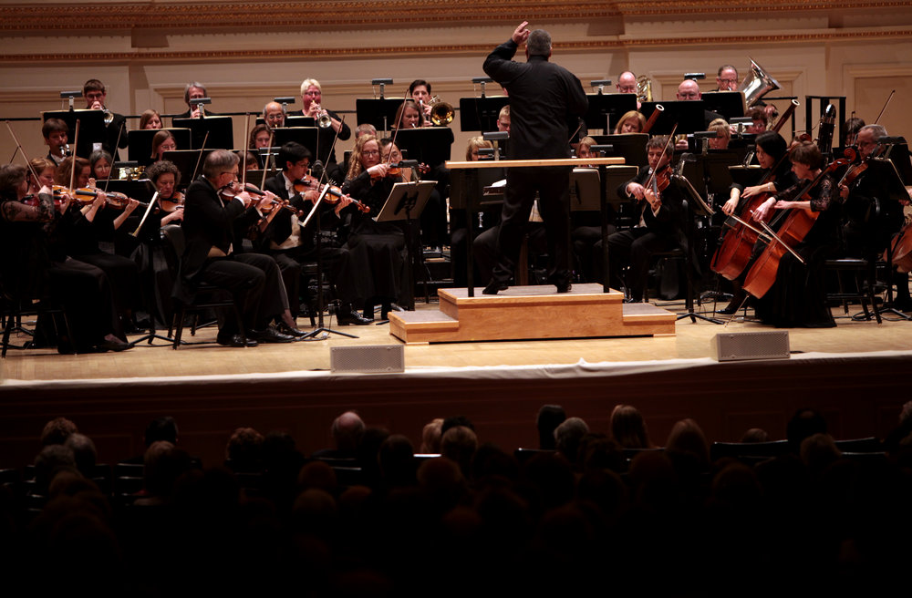 The Toledo Symphony with Stefan Sanderling, Principal Conductor, performing "Symphony No.6 in B minor, Op. 54" by Dmitri Shostakovich during the first half of the Spring for Music festival at Carnegie Hall in Manhattan, New York on May 07, 2011. 