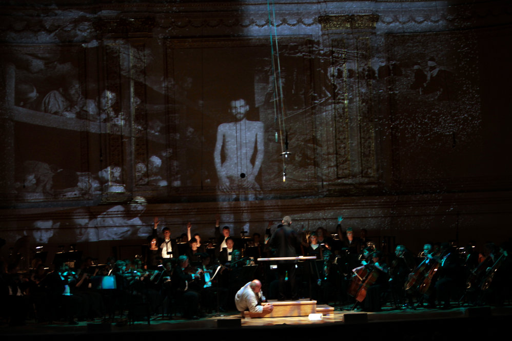 The Toledo Symphony with Stefan Sanderling, Principal Conductor, performs Every Good Boy Deserves Favour by Tom Stoppard and Andre Previn during the second half of the Spring for Music festival at Carnegie Hall in Manhattan, New York on May 07, 2011. 