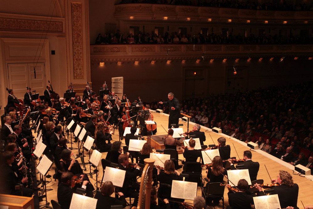 The Toledo Symphony with Stefan Sanderling, Principal Conductor, performing "Symphony No.6 in B minor, Op. 54" by Dmitri Shostakovich during the first half of the Spring for Music festival at Carnegie Hall in Manhattan, New York on May 07, 2011. 