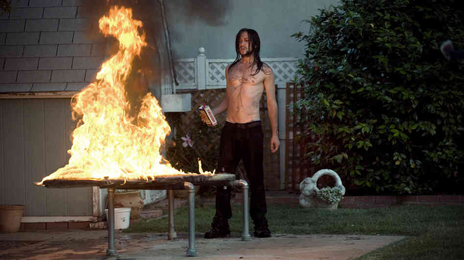 He Did In Fact Start The Fire: Hesher doesn't give him much of a springboard, but Joseph Gordon-Levitt still draws an intriguing portrait of a sociopathic headbanger who bonds with a grieving middle-schooler. He Did In Fact Start The Fire: Hesher doesn't give him much of a springboard, but Joseph Gordon-Levitt still draws an intriguing portrait of a sociopathic headbanger who bonds with a grieving middle-schooler.