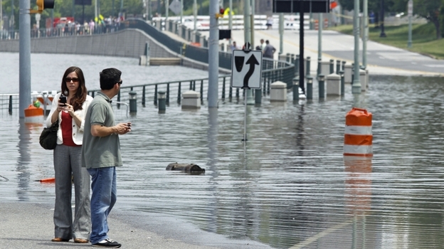 People view Mississippi River floodwaters on Sunday, May 8, 2011, in Memphis, Tenn.