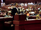 In his first statement since the U.S. operation that killed Osama bin Laden, Pakistani Prime Minister Yousuf Raza Gilani stoutly defended Pakistan's military and intelligence agency and indirectly criticized the U.S. for bin Laden's presence in the country. This photograph was provided by Pakistan's Press Information Department. In his first statement since the U.S. operation that killed Osama bin Laden, Pakistani Prime Minister Yousuf Raza Gilani stoutly defended Pakistan's military and intelligence agency and indirectly criticized the U.S. for bin Laden's presence in the country. This photograph was provided by Pakistan's Press Information Department.