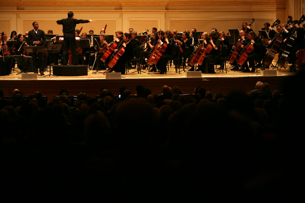 David Alan Miller leads the Albany Symphony Orchestra, along with baritone Nathan De'Shon Myers at the Spring for Music festival at Carnegie Hall.