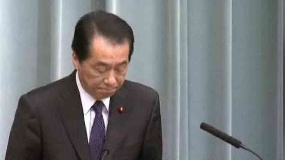 Prime Minister Naoto Kan, after telling the nation he would be giving up his pay. Prime Minister Naoto Kan, after telling the nation he would be giving up his pay.