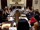 President Obama discusses immigration reform with a group of influential Hispanics at the White House, April 28, 2011. President Obama discusses immigration reform with a group of influential Hispanics at the White House, April 28, 2011.