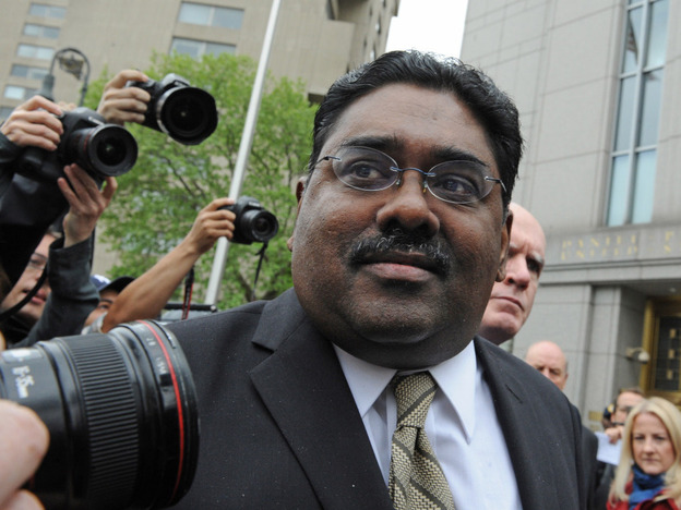 Raj Rajaratnam exits federal court in New   York on Wednesday. The billionaire co-founder of Galleon Group was convicted of making a fortune by coaxing a crew of corporate tipsters to give him an illegal edge on blockbuster trades in technology and other stocks.