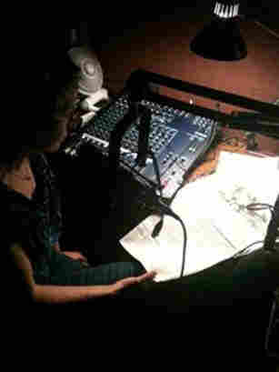 WLRH's back up generator provided enough power to run a small board, a microphone, a computer and a light so Morning Edition host Ginny Kennedy could report the latest developments of the storm. WLRH's back up generator provided enough power to run a small board, a microphone, a computer and a light so Morning Edition host Ginny Kennedy could report the latest developments of the storm.