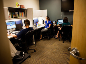 Simpson visits the Brain Fitness Center, a small computer lab, for 15-minute sessions four times a day. Simpson visits the Brain Fitness Center, a small computer lab, for 15-minute sessions four times a day.