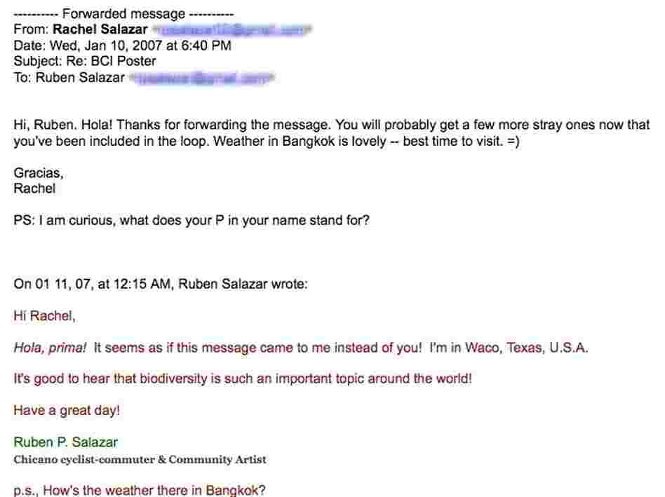 The email exchange that kicked of their relationship.