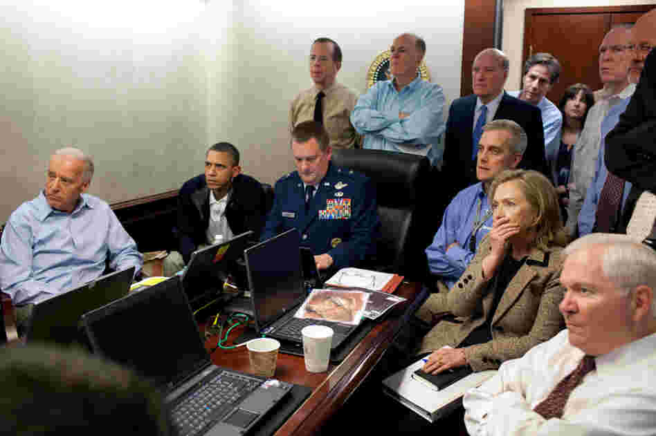 President Barack Obama, Vice President Joe Biden and members of his national security team, including Secretary Hillary Rodham Clinton.
