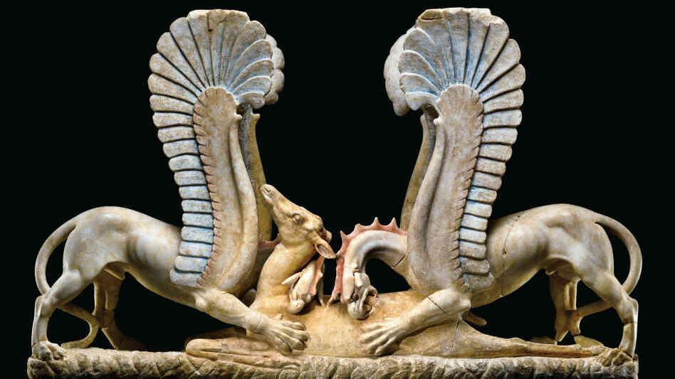 A marble sculpture from the 4th century B.C. shows winged griffins attacking a fallen doe. It was purchased by the Getty Museum in 1985. A decade later, authorities seized Polaroid photos from the warehouse of a well-known antiquities middleman, who admitted the sculpture had been looted from ruins in Italy. Click here to see those Polaroids. A marble sculpture from the 4th century B.C. shows winged griffins attacking a fallen doe. It was purchased by the Getty Museum in 1985. A decade later, authorities seized Polaroid photos from the warehouse of a well-known antiquities middleman, who admitted the sculpture had been looted from ruins in Italy. Click here to see those Polaroids.